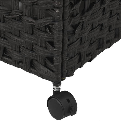 Wasmand op wielen 66x35x60 cm rattan zwart
