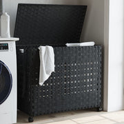 Wasmand 66x35x60 cm rattan zwart met wielen