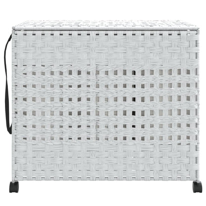 Wasmand op wielen 66x35x60 cm rattan wit