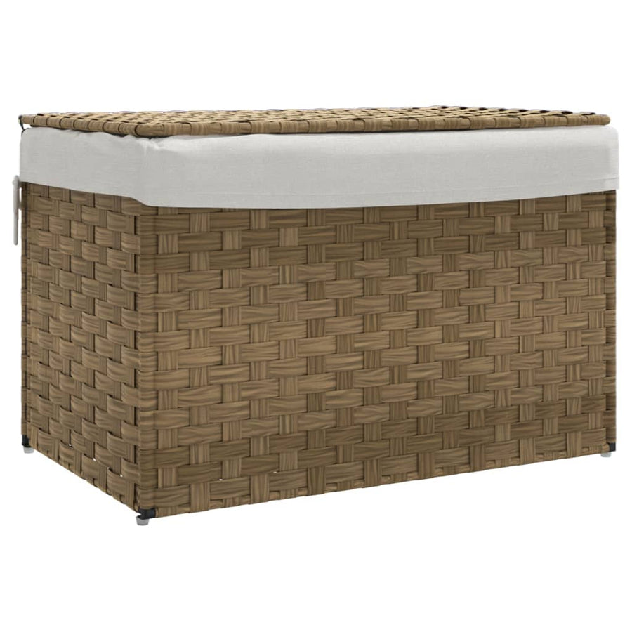 Wasmand met deksel 55,5x35x34 cm poly rattan