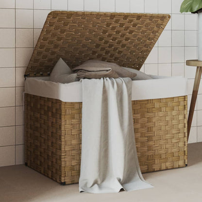 Wasmand met deksel 55,5x35x34 cm poly rattan