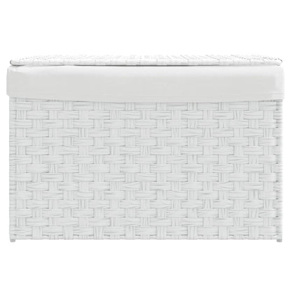 Wasmand met deksel 55,5x35x34 cm poly rattan wit
