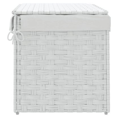Wasmand met deksel 55,5x35x34 cm poly rattan wit