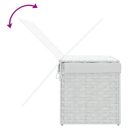 Wasmand met deksel 55,5x35x34 cm poly rattan wit