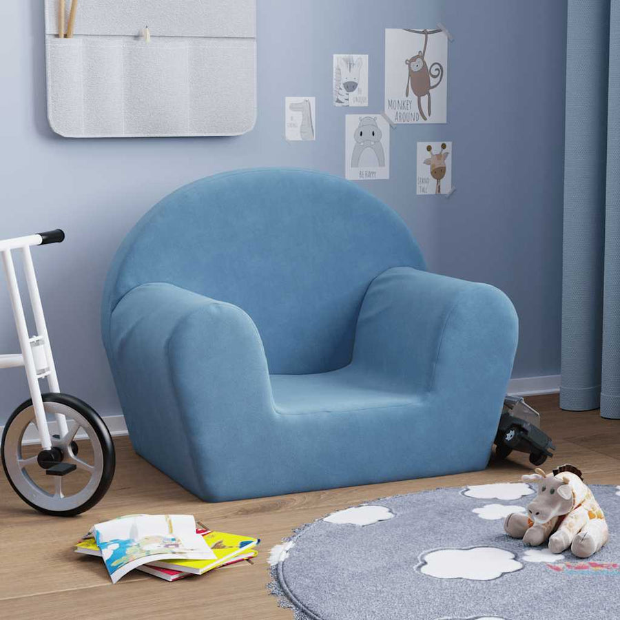 Kinderbank zacht pluche blauw