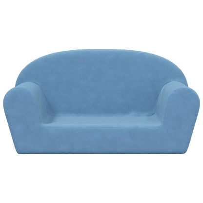 Kinderbank 2-zits zacht pluche blauw