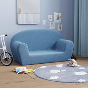 Kinderbank 2-zits pluche blauw 84x34x45 cm