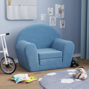 Kinderslaapbank pluche blauw 57x34-90x45 cm