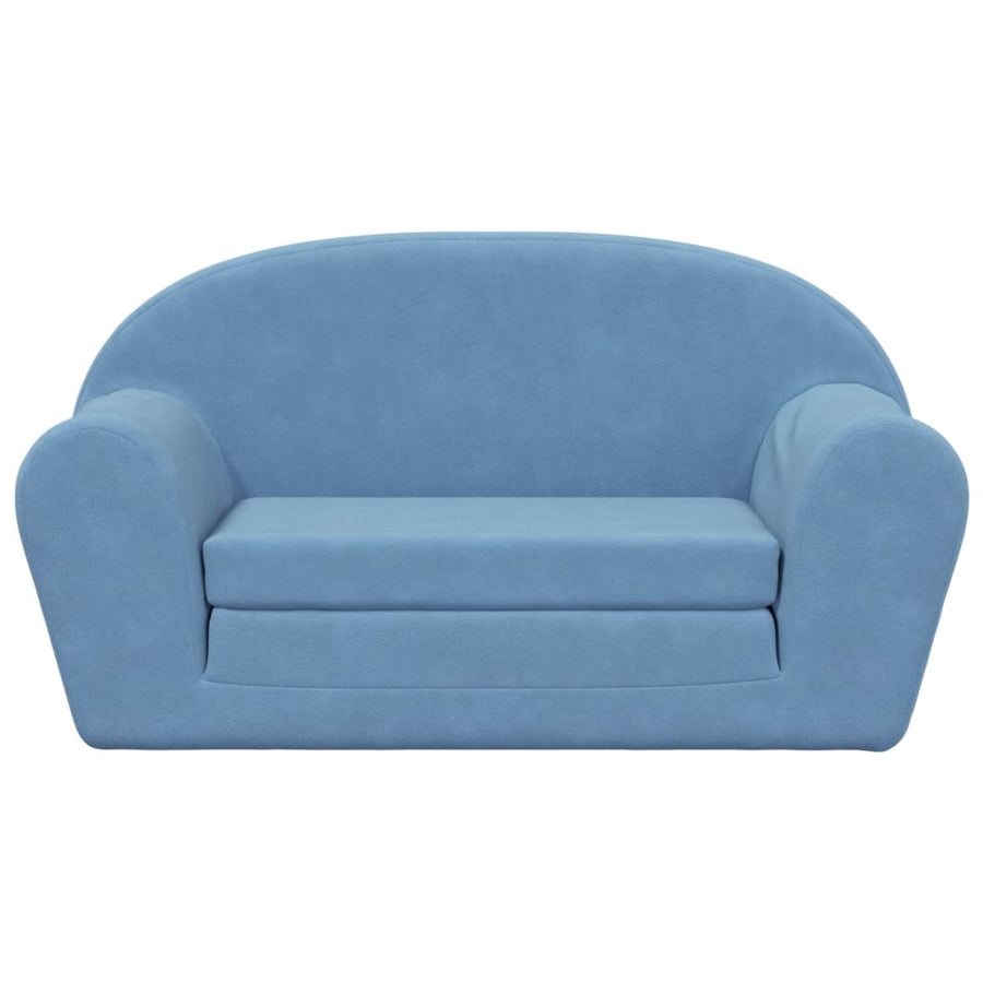 Kinder 2-Zits Zacht Pluche Blauw Slaapbank