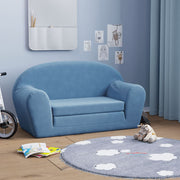 Kinderslaapbank 2-zits pluche blauw 84x90x45 cm