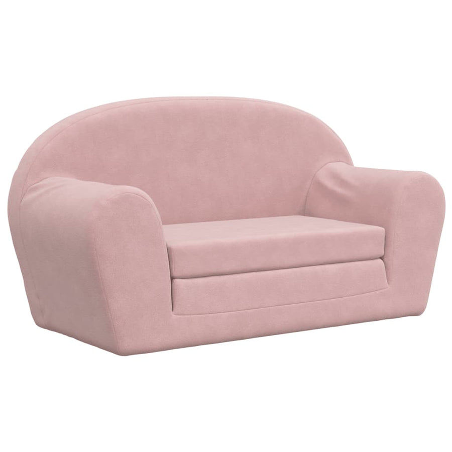 Kinder 2-Zits Zacht Pluche Roze Slaapbank