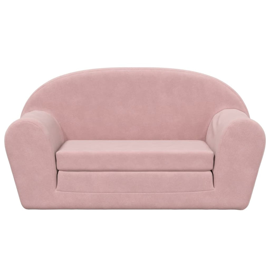 Kinder 2-Zits Zacht Pluche Roze Slaapbank