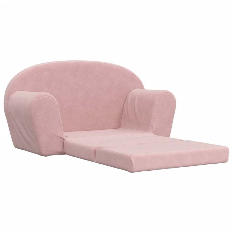 Kinder 2-Zits Zacht Pluche Roze Slaapbank