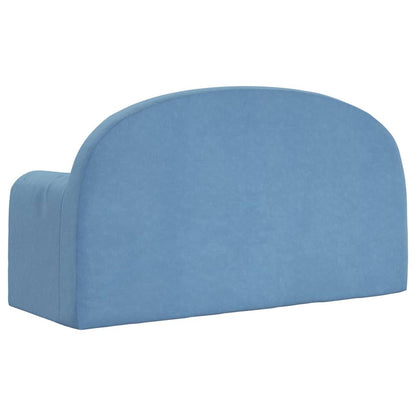 Kinderbank 2-zits zacht pluche blauw