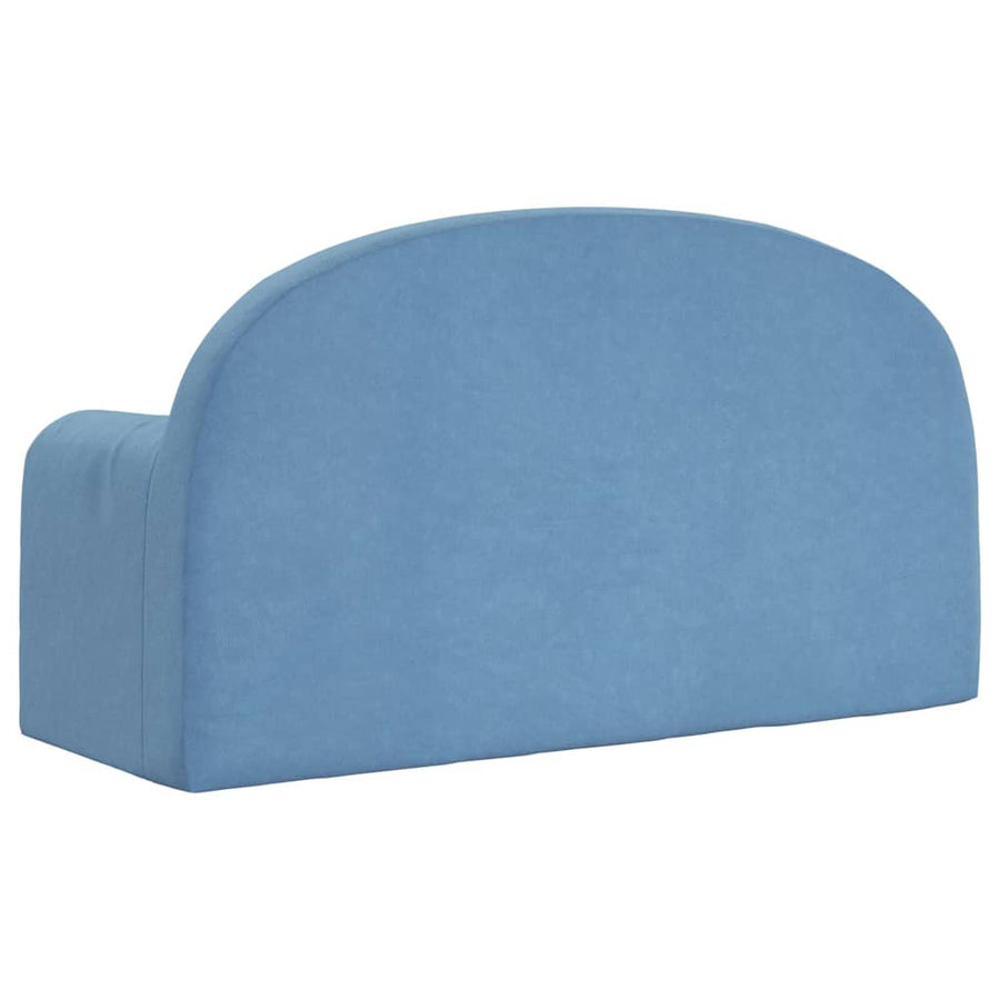 Kinderbank 2-zits zacht pluche blauw