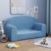 Kinderbank 2-zits pluche blauw 84x34x45 cm