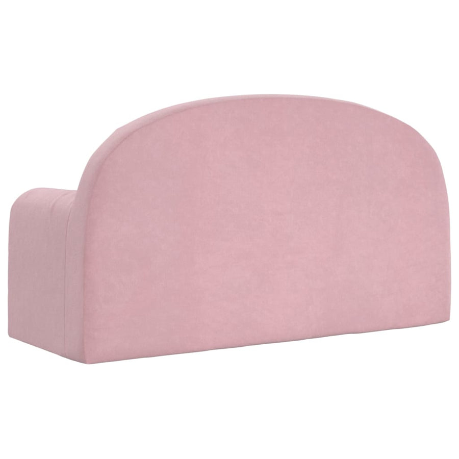 Kinderbank 2-Zits Zacht Pluche Roze Tweezitsbank