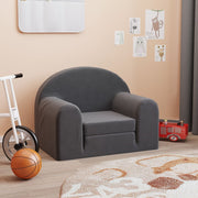 Kinderslaapbank pluche antraciet 52x34-90x40 cm