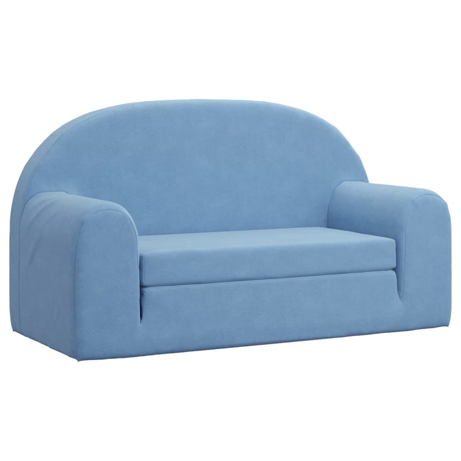 Kinder 2-Zits Zacht Pluche Blauw Slaapbank