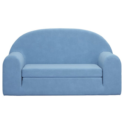 Kinder 2-Zits Zacht Pluche Blauw Slaapbank