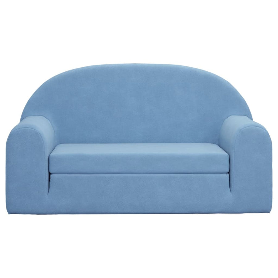 Kinder 2-Zits Zacht Pluche Blauw Slaapbank