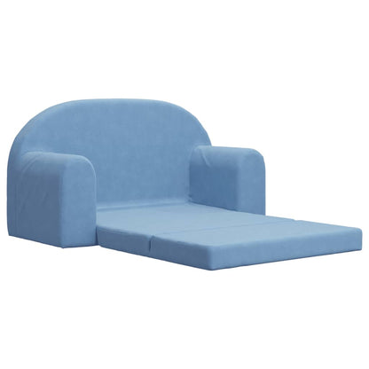 Kinder 2-Zits Zacht Pluche Blauw Slaapbank