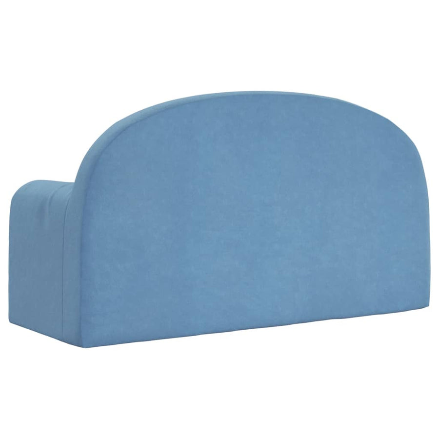 Kinder 2-Zits Zacht Pluche Blauw Slaapbank