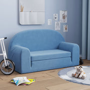 Kinderslaapbank 2-zits pluche blauw 84x34-90x45 cm