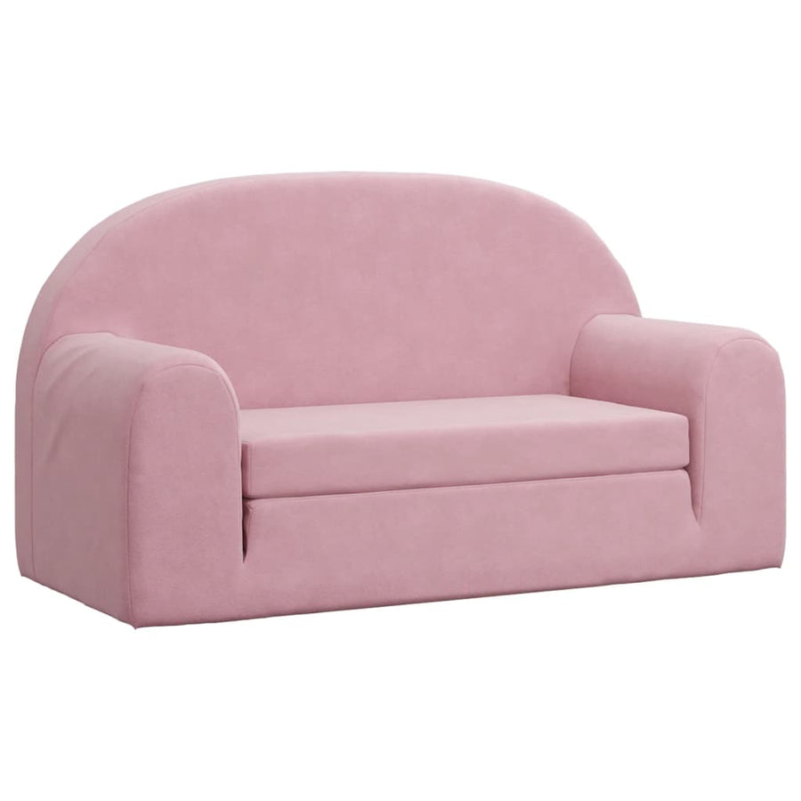 Kinder 2-Zits Zacht Pluche Roze Slaapbank