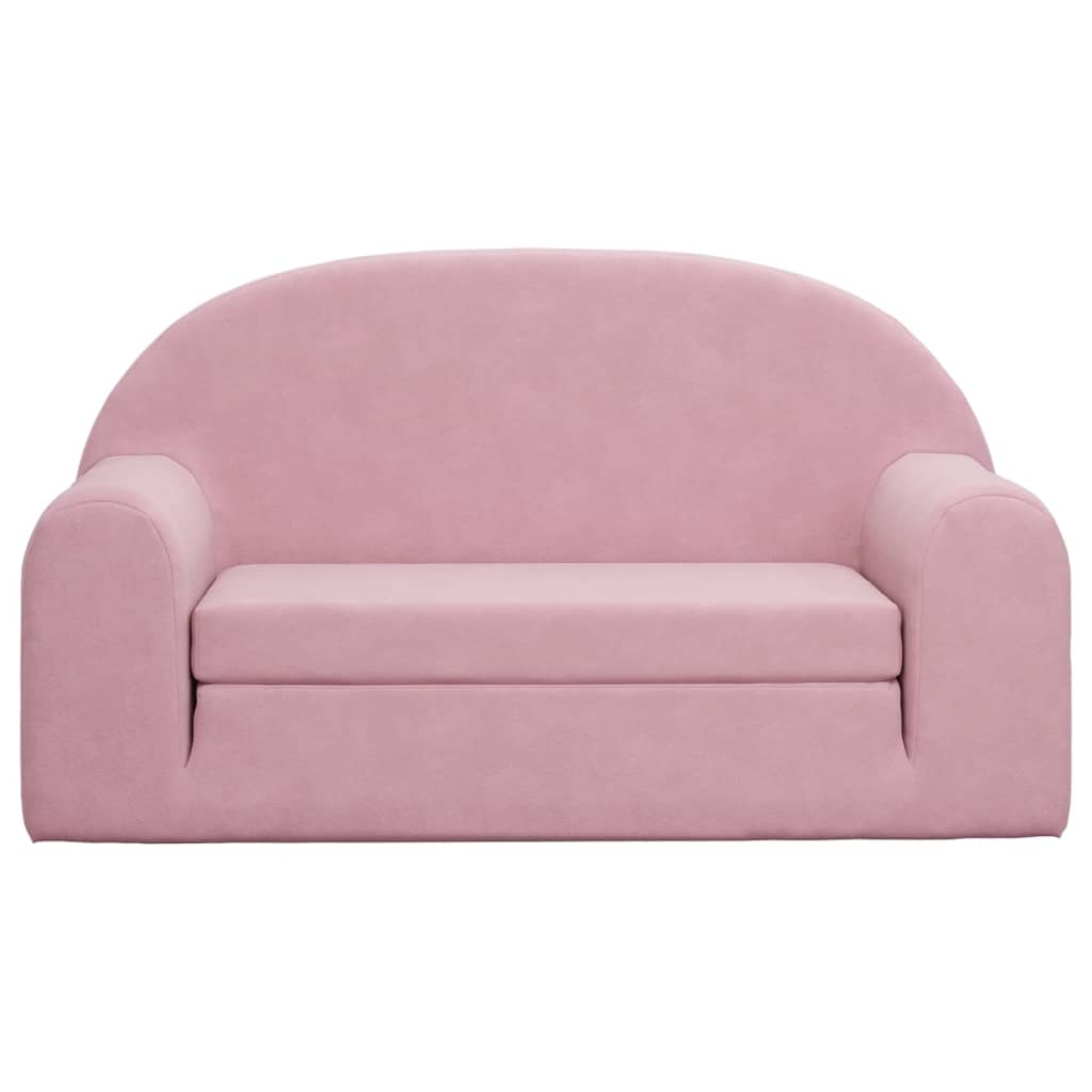 Kinder 2-Zits Zacht Pluche Roze Slaapbank