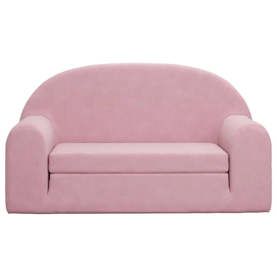 Kinder 2-Zits Zacht Pluche Roze Slaapbank