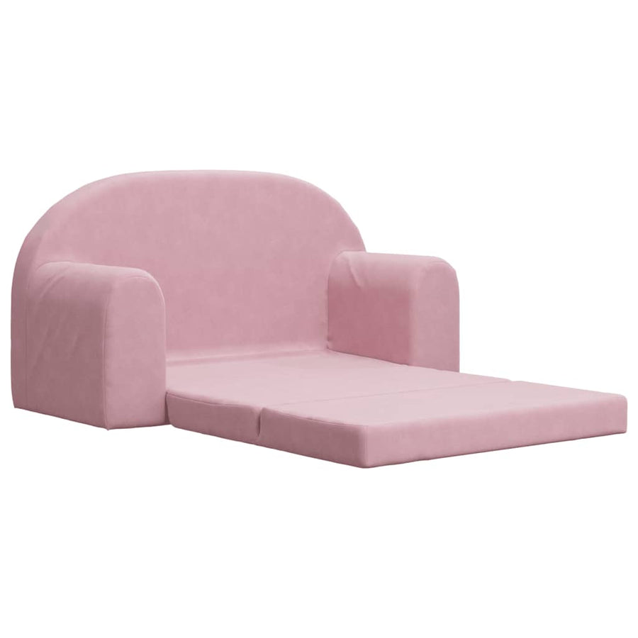 Kinder 2-Zits Zacht Pluche Roze Slaapbank