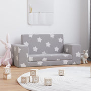 Kinderslaapbank 2-zits lichtgrijs pluche sterren