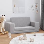Kinderslaapbank 2-zits lichtgrijs pluche