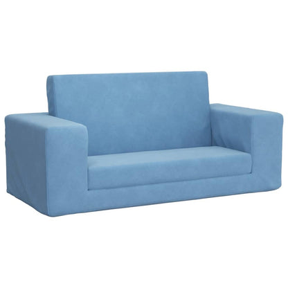 Kinderslaapbank 2-Zits Zacht Pluche Blauw