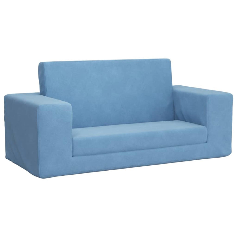 Kinderslaapbank 2-Zits Zacht Pluche Blauw