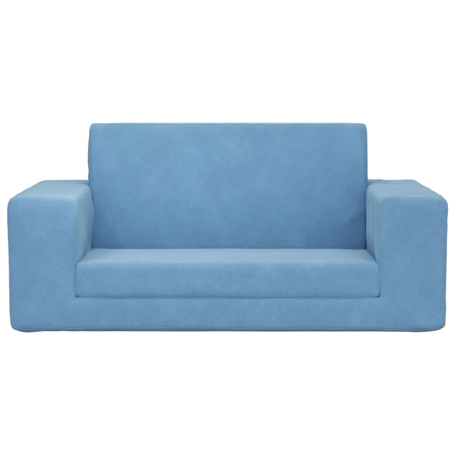 Kinderslaapbank 2-Zits Zacht Pluche Blauw