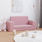 Kinderslaapbank 2-zits pluche roze 84x38x34 cm