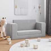 Kinderslaapbank lichtgrijs pluche 2-zits
