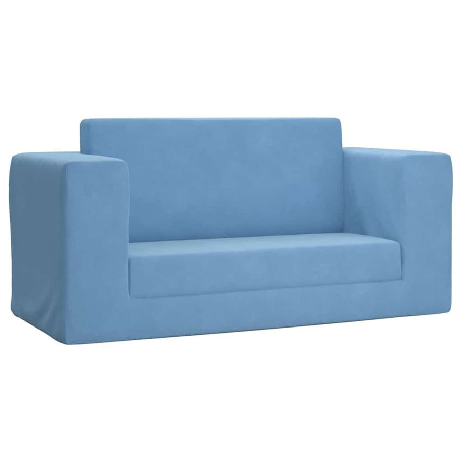 Kinderslaapbank 2-zits zacht pluche blauw