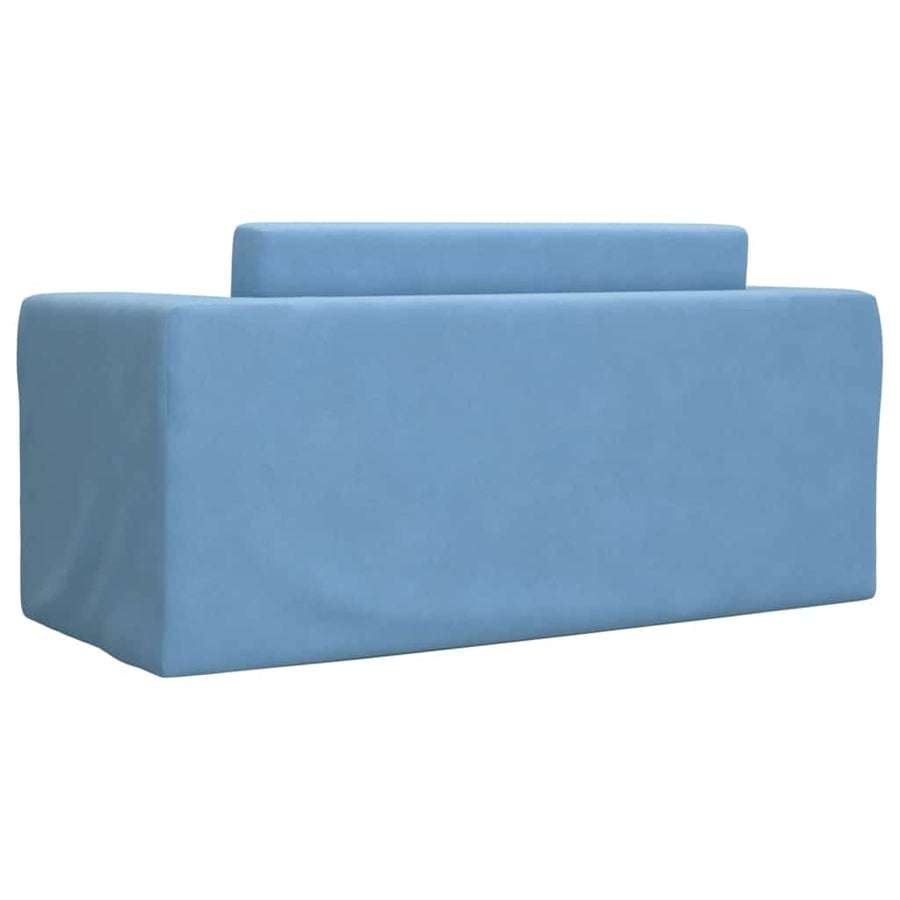 Kinderslaapbank 2-zits zacht pluche blauw