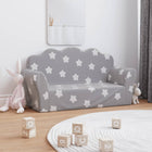 Kinderbank 2-zits pluche lichtgrijs 94x34x48 cm