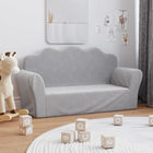 Kinderbank 2-zits pluche lichtgrijs 94x34x48 cm