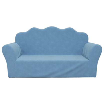 Kinderbank 2-Zits Zacht Pluche Blauw Tweezitsbank