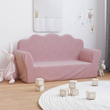 Kinderbank 2-Zits Zacht Pluche Roze Tweezitsbank