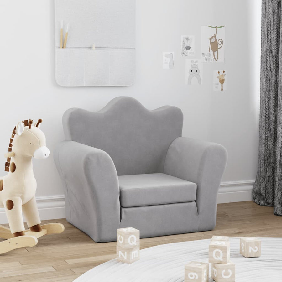 Kinderslaap Zacht Pluche Lichtgrijs Bank
