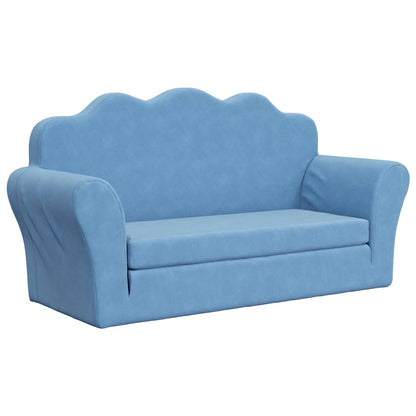 Kinder 2-Zits Zacht Pluche Blauw Slaapbank