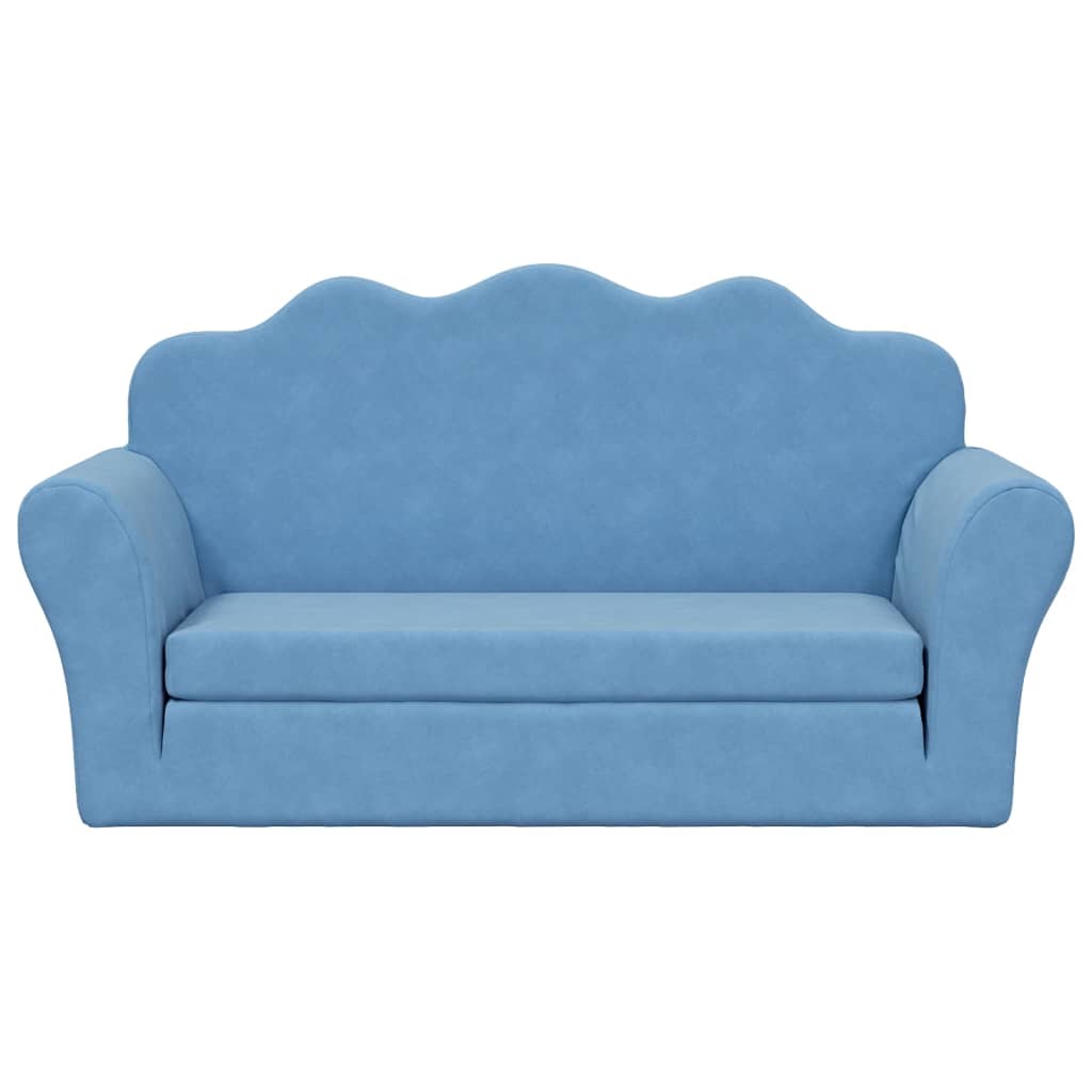 Kinder 2-Zits Zacht Pluche Blauw Slaapbank