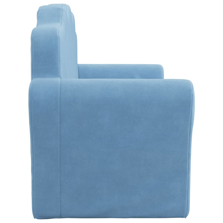 Kinder 2-Zits Zacht Pluche Blauw Slaapbank