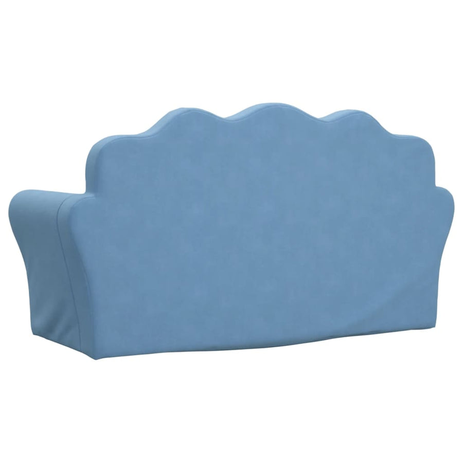 Kinder 2-Zits Zacht Pluche Blauw Slaapbank
